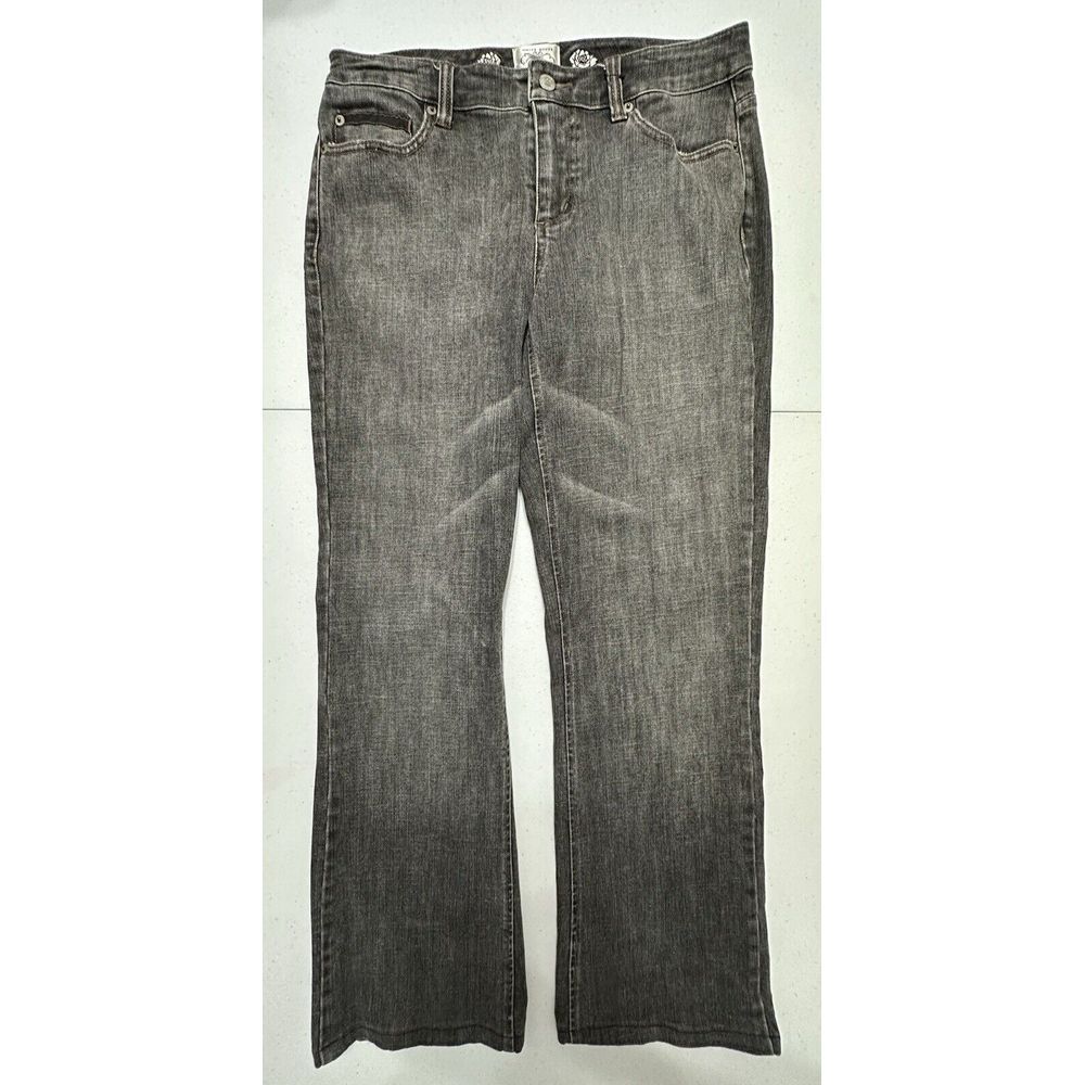 White House‎ Black Market WHBM Blanc Denim Jeans Black Wash Rose Embroidery Sz 6